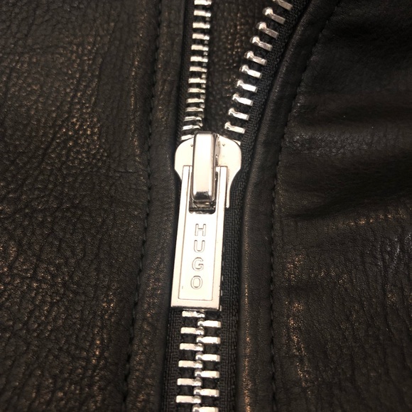 HUGO Black Lovell Biker Jacket Size L - Picture 6 of 8